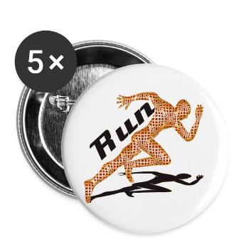 Dynamisches Sprintmotiv im extravaganten Design - Buttons groß 56 mm (5er Pack) - Weiß - Vorne