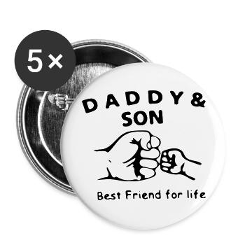 Papa Sohn beste Freunde fürs Leben - Buttons groß 56 mm (5er Pack) - Weiß - Vorne