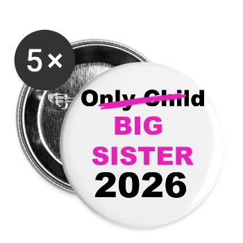 Annonce de Big Sister 2026 - Lot de 5 grands badges (56 mm) - blanc - Devant