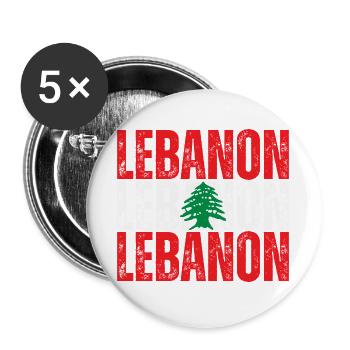 Flagge des Libanon, libanesischer Stolz - Buttons groß 56 mm (5er Pack) - Weiß - Vorne