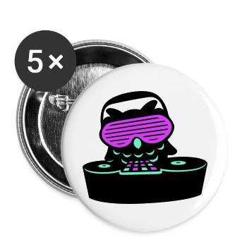 DJ Eule Mischpult Musik auflegen Club Disko Party - Buttons groß 56 mm (5er Pack) - Weiß - Vorne