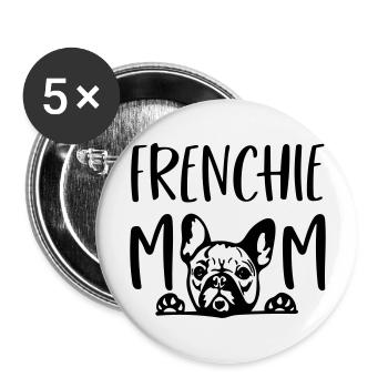 frenchie mom - Buttons large 2.2''/56 mm (5-pack) - white - Front