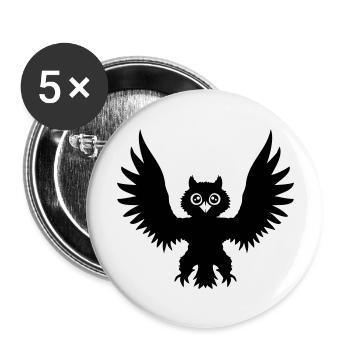 Owl Bird Eagle Owl Night Bird Raven Black Flying Cool - Buttons large 2.2''/56 mm (5-pack) - white - Front