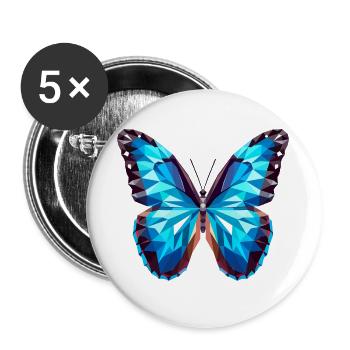Blauer Schmetterling-Inspiriert vom Morphofalter - Buttons groß 56 mm (5er Pack) - Weiß - Vorne