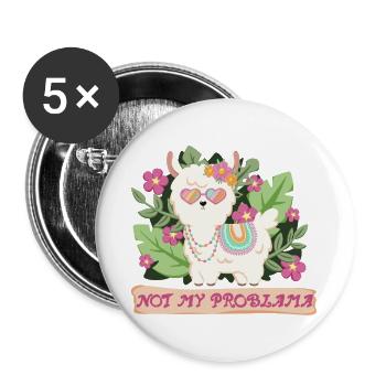 Summer Llama Alpaca - Not my problem - Buttons large 2.2''/56 mm (5-pack) - white - Front