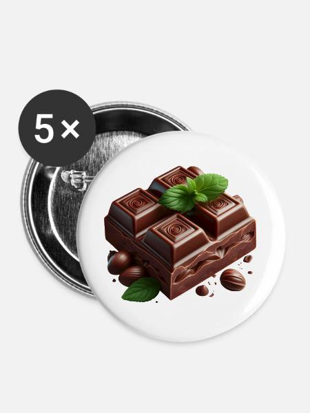Schokolade - Buttons groß 56 mm (5er Pack) - Weiß