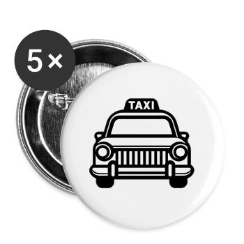 Taxi in black and white - Buttons large 2.2''/56 mm (5-pack) - white - Front