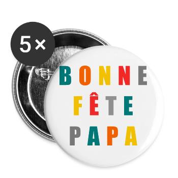 HAPPY FATHER'S DAY. DAD. FATHER'S DAY. FATHER - Buttons large 2.2''/56 mm (5-pack) - white - Front