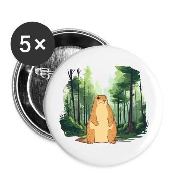 Starke Murmeltier-Naturlandschaft - Buttons groß 56 mm (5er Pack) - Weiß - Vorne