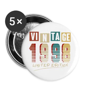 Vintage 1998: Limited Edition - 27th Anniversary. - Buttons large 2.2''/56 mm (5-pack) - white - Front