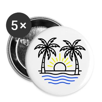 Summer Palm Trees Beach - Buttons large 2.2''/56 mm (5-pack) - white - Front