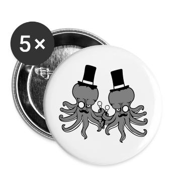 2 Kraken Mr. Sir Hat Monocle Lunettes Rich Friends - Lot de 5 grands badges (56 mm) - blanc - Devant