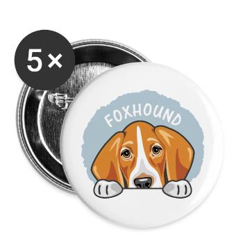 Spähender süßer trauriger Foxhound - Buttons groß 56 mm (5er Pack) - Weiß - Vorne