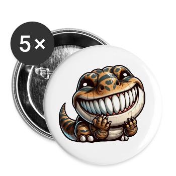 Süßer schüchterner T-Rex Dinosaurier Cartoon - Buttons groß 56 mm (5er Pack) - Weiß - Vorne