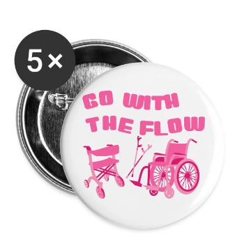 Go with the Flow – Mobility Aids in Pink - Buttons groß 56 mm (5er Pack) - Weiß - Vorne