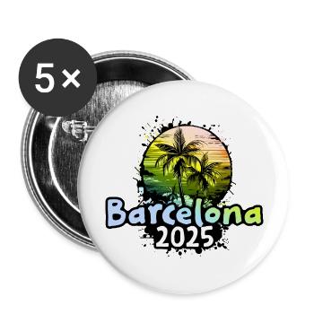 Barcelona 2025 Holiday Palms - Buttons large 2.2''/56 mm (5-pack) - white - Front