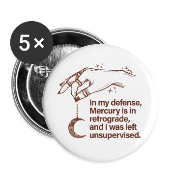 Mercury retrograde - Buttons groß 56 mm (5er Pack) - Weiß - Vorne