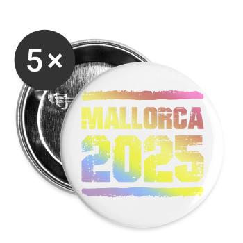 Mallorca 2025 Bunt - Buttons groß 56 mm (5er Pack) - Weiß - Vorne