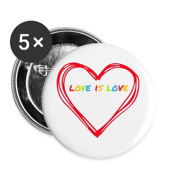 love is love - Buttons groß 56 mm (5er Pack) - Weiß - Vorne