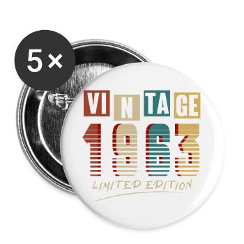 Vintage 1963 : Edition Limitée - 62e anniversaire. - Lot de 5 grands badges (56 mm) - blanc - Devant