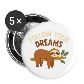 Chill Mode On – Sloth - Buttons large 2.2''/56 mm (5-pack) - white - Front