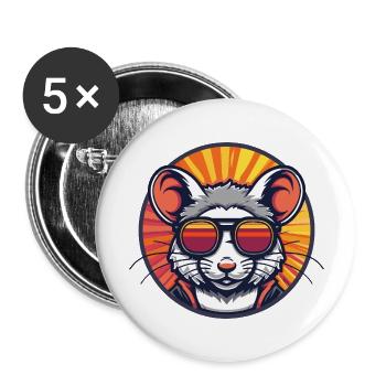 Maus Comic Cool - Buttons groß 56 mm (5er Pack) - Weiß - Vorne