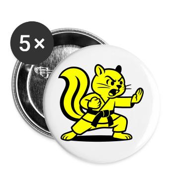 Karate Eichhörnchen! - Buttons groß 56 mm (5er Pack) - Weiß - Vorne