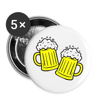 Bier Anstossen Saufen - Buttons groß 56 mm (5er Pack) - Weiß - Vorne