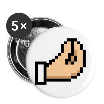 Pixel Hand Cursor Design Italia - Buttons groß 56 mm (5er Pack) - Weiß - Vorne