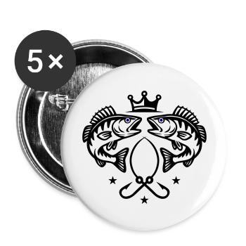 Fishing Pike Fish Icon - Buttons large 2.2''/56 mm (5-pack) - white - Front