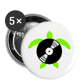 tortue d’eau disque vinyle musique DJ club - Lot de 5 grands badges (56 mm) - blanc - Devant