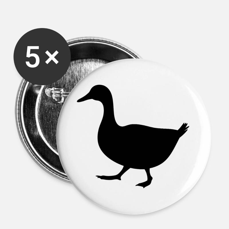 Walking Duck Silhouette - Buttons large 2.2''/56 mm (5-pack) - white