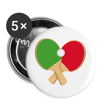 Raquette de tennis de table avec balle – sportive et dynamique - Lot de 5 grands badges (56 mm) - blanc - Devant
