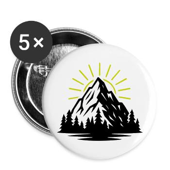 Montagne Nature Soleil - Lot de 5 grands badges (56 mm) - blanc - Devant