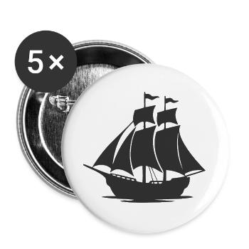 Mysteriöse Silhouette eines Segelschiffs - Buttons groß 56 mm (5er Pack) - Weiß - Vorne