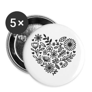 Floral Heart Pattern for Elegant Apparel - Buttons large 2.2''/56 mm (5-pack) - white - Front