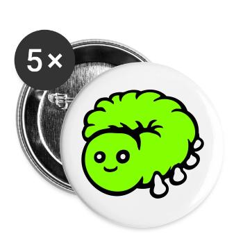 Süße Raupe klein freundlich Larve Wurm glücklich - Buttons groß 56 mm (5er Pack) - Weiß - Vorne