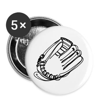 Baseball Handschuh Zeichnung - Buttons groß 56 mm (5er Pack) - Weiß - Vorne