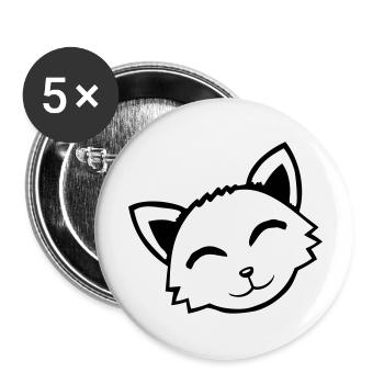 Katze Haustier Tier süß kleine Kätzchen freundlich - Buttons groß 56 mm (5er Pack) - Weiß - Vorne