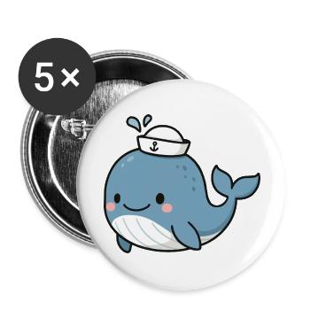 Baby Whale - Buttons large 2.2''/56 mm (5-pack) - white - Front