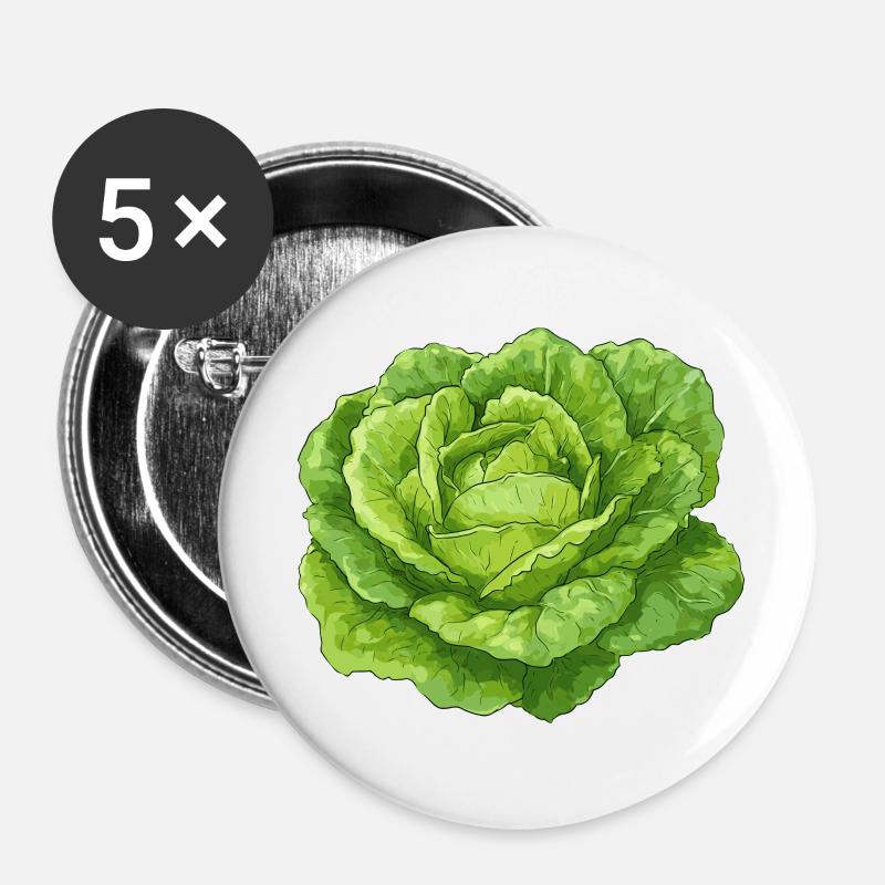 Salat - Buttons groß 56 mm (5er Pack) - Weiß