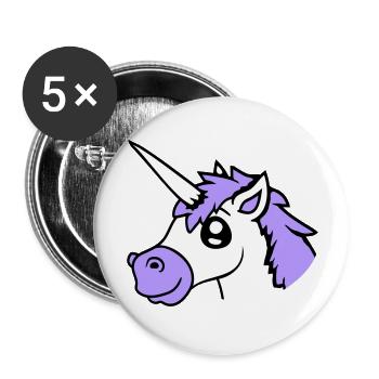 licorne sourit assez sympathique cheval de dessin animé - Lot de 5 grands badges (56 mm) - blanc - Devant