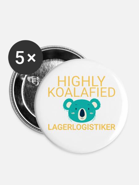 Lagerlogistiker Koalafied - Buttons groß 56 mm (5er Pack) - Weiß