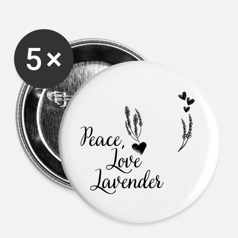 Love, Peace and Lavender - Buttons large 2.2''/56 mm (5-pack) - white