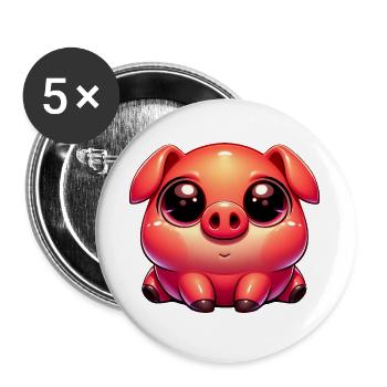 Mignon Kawaii Piggy Cozy Farm - Lot de 5 grands badges (56 mm) - blanc - Devant
