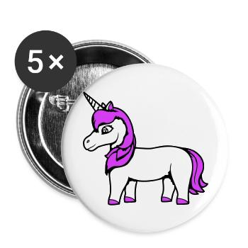 Licorne fille assez sympathique dessin animé cheval - Lot de 5 grands badges (56 mm) - blanc - Devant