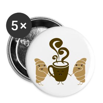 croissant kaffee - Buttons groß 56 mm (5er Pack) - Weiß - Vorne