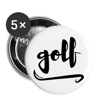 golf écriture elegante - Lot de 5 grands badges (56 mm) - blanc - Devant