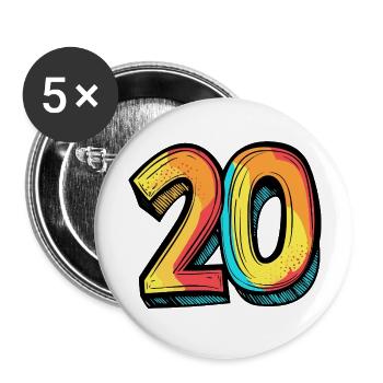 20 Number Comic - Buttons large 2.2''/56 mm (5-pack) - white - Front