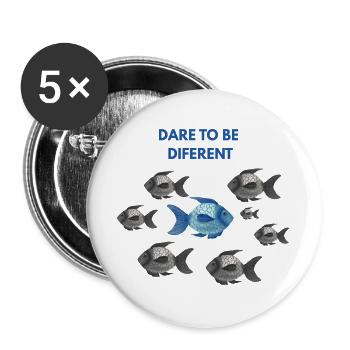 Dare to be different blue - Buttons large 2.2''/56 mm (5-pack) - white - Front